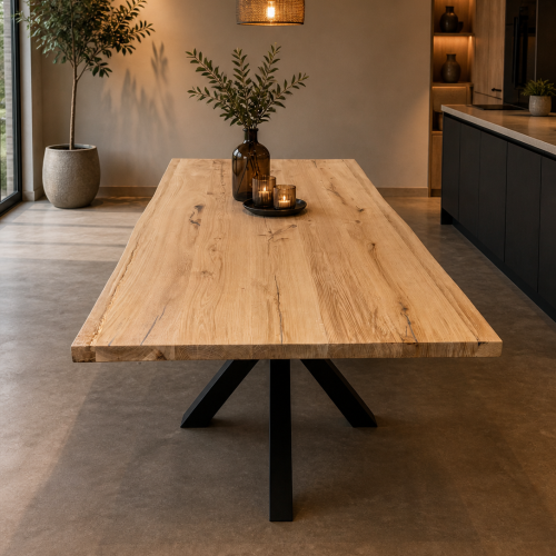 Eiken boomstamtafel met Matrix poot