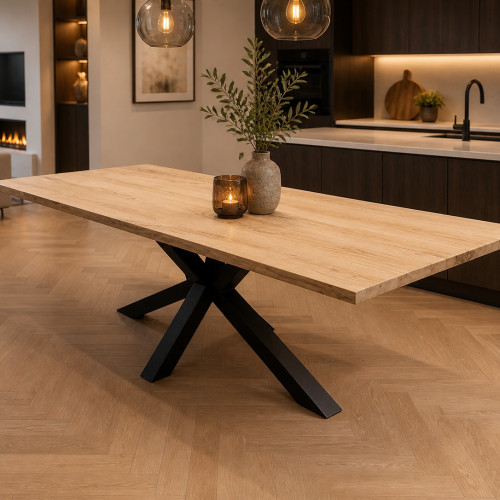 Eiken rechte tafel met Matrix poot
