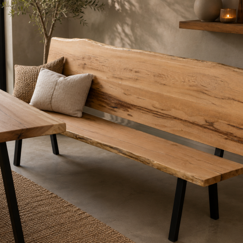 Eiken boomstam eettafel bank