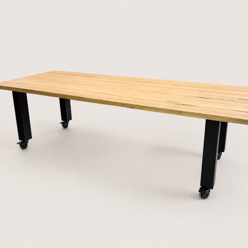 Eikenhouten kantoortafel op wielen